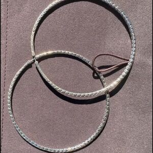 John Hardy sterling silver Carved Chain Hoop Earrings, Silver, X Large